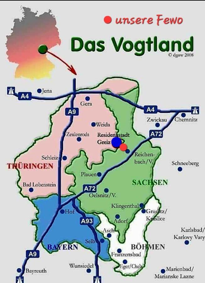 Ferienwohnung "Blick Mylau" - Naehe Freizeitpark Plohn & Weltgroesster Ziegelsteinbruecke Reichenbach im Vogtland Eksteriør bilde